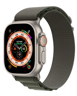 Apple Watch Ultra 49mm Titanium Case with Green Alpine Loop