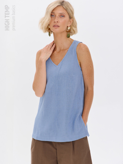 Удлиненный топ из льна с V-вырезом
