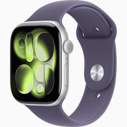 Apple Watch Series 11 GPS 46mm Silver Aluminium Case with Purple Fog Sport Band