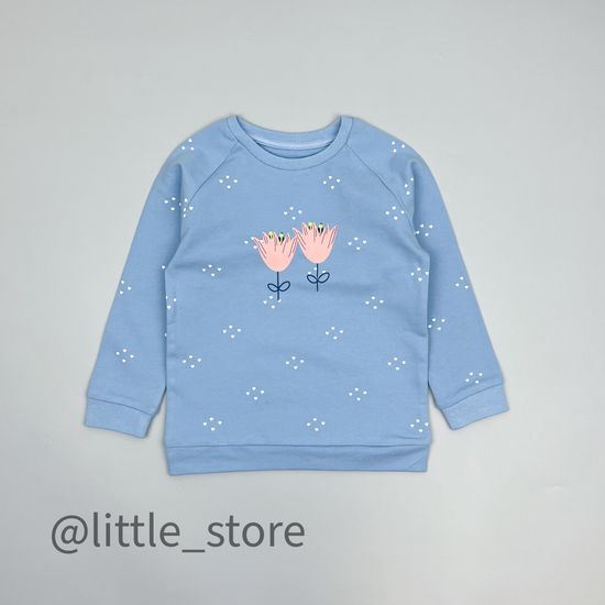 Свитшот из футера(тонкого) "Тюльпаны" голубой