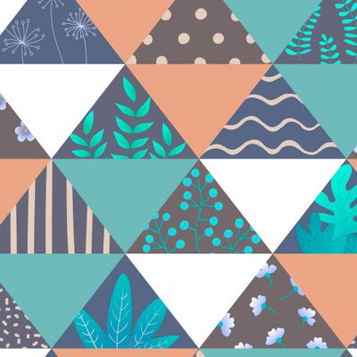 Треугольный абстрактный пэчворк с листьями