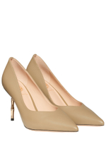 Женские туфли бежевые с бамбуковым каблуком