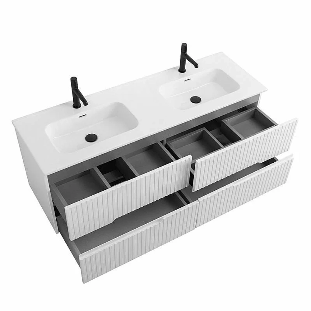 Тумба с раковиной Cezares DUET-N 140 DUET-N-1400-4C-SO-2-BL+CZR-8095-140-2 Bianco Lucido