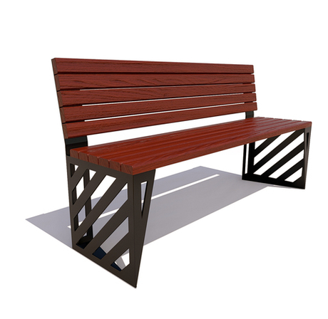 Скамейка стальная "Тула" сосна 1,8м, без подлокотников, махагон