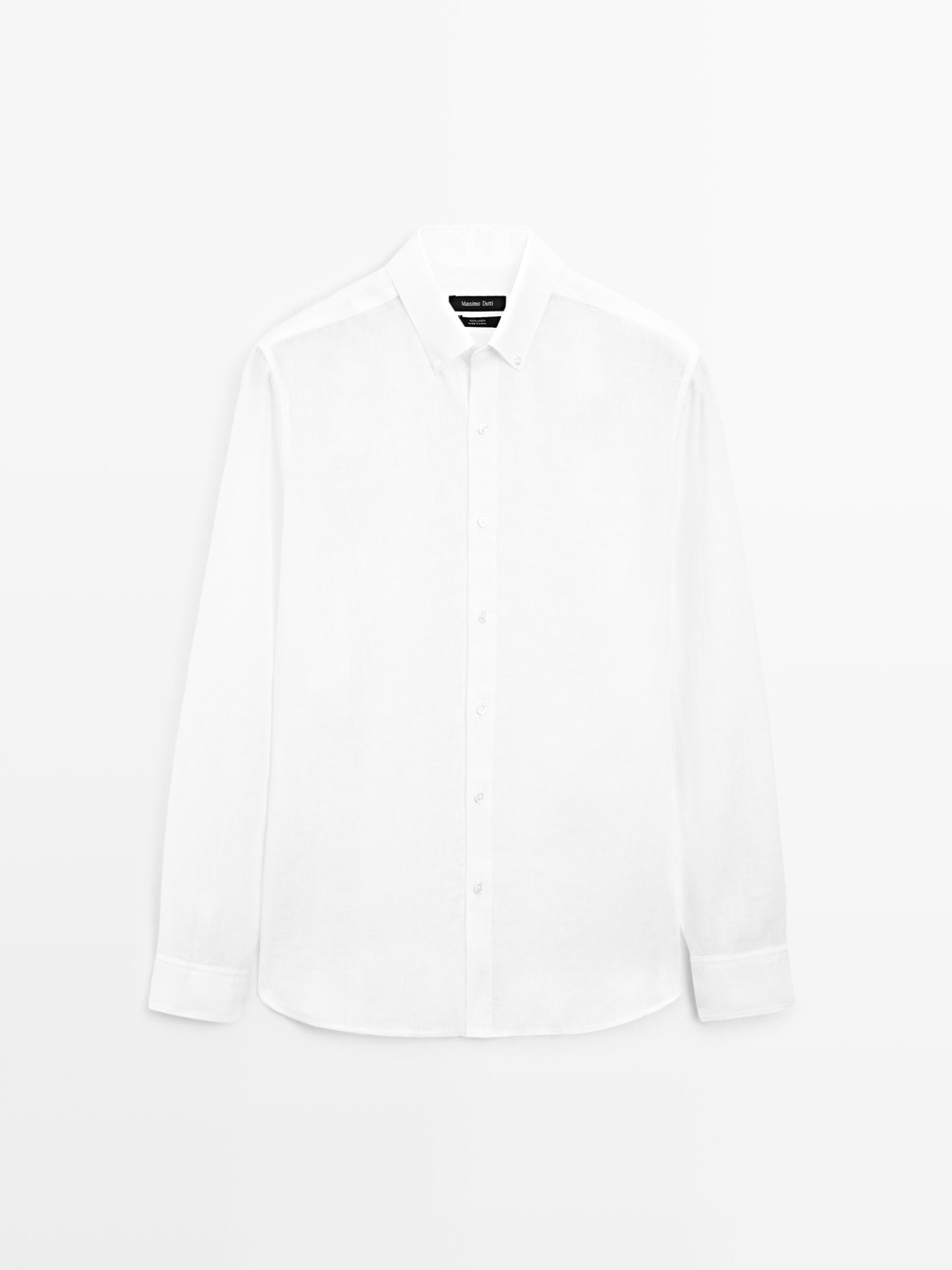 Massimo Dutti Рубашка из 100% льна, стандартного кроя, белый