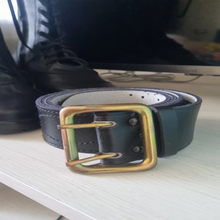 Ремень офицерский из натуральной чёрной кожи с латунной пряжкой