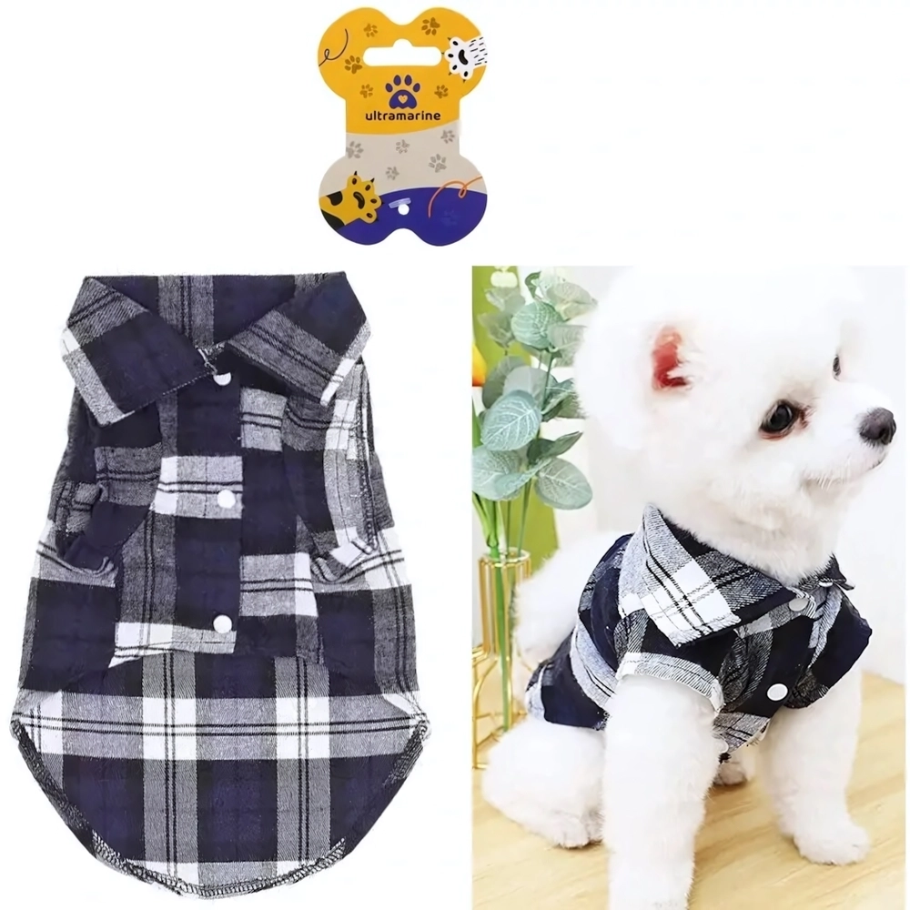 Кофта - рубашка фланелевая для мелких пород собак и кошек «BRO Style», цвет синий, р M