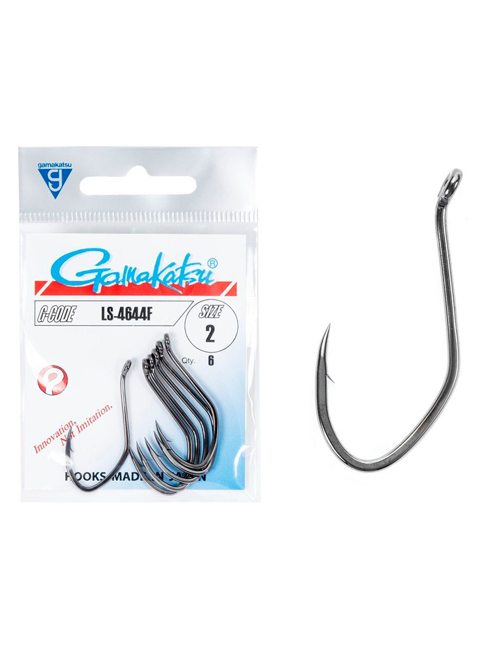 Крючки Gamakatsu LS-4644F HOOKS BLACK размер 02 (упк.6шт.)