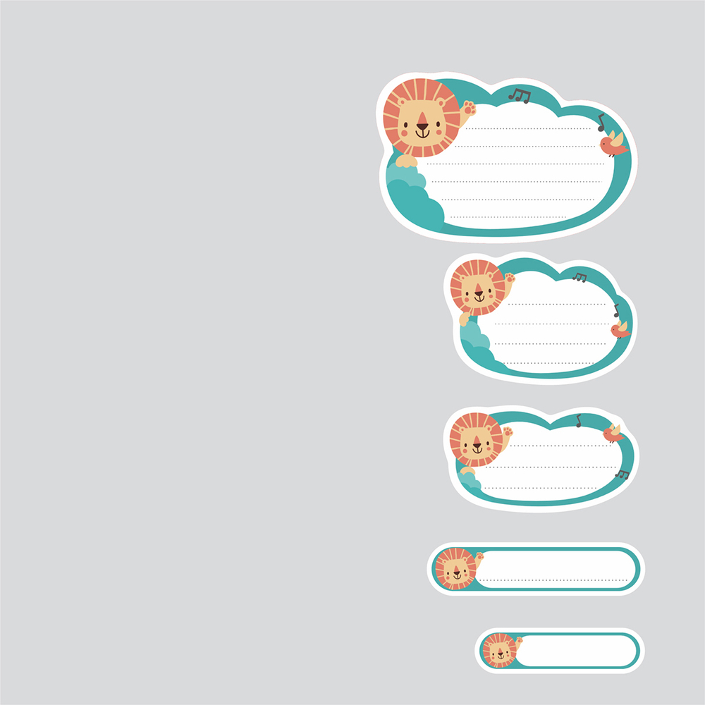 Наклейки для школы Львенок (серый), 56 шт
