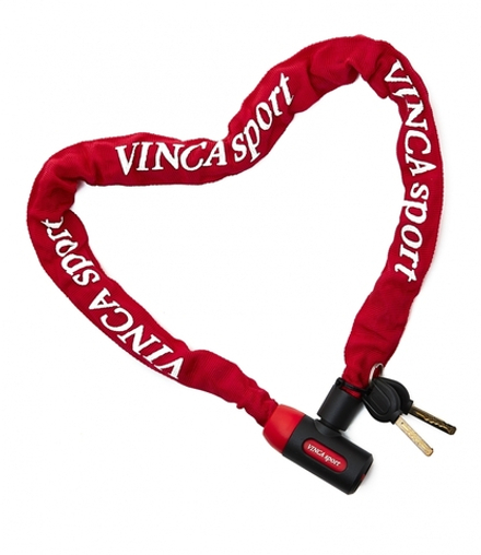 Замок велосипедный - цепь 6*1000мм, красная оплетка. инд.уп. Vinca Sport 101.759 red