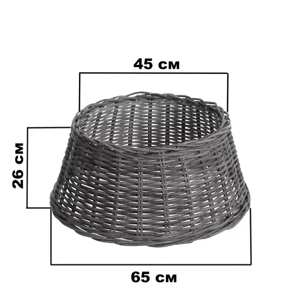 Корзина под елку, цельная, коричневая, ротанг