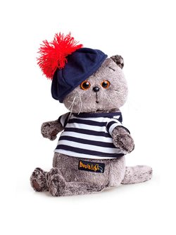 Мягкая игрушка Басик в тельняшке и беретике 19см