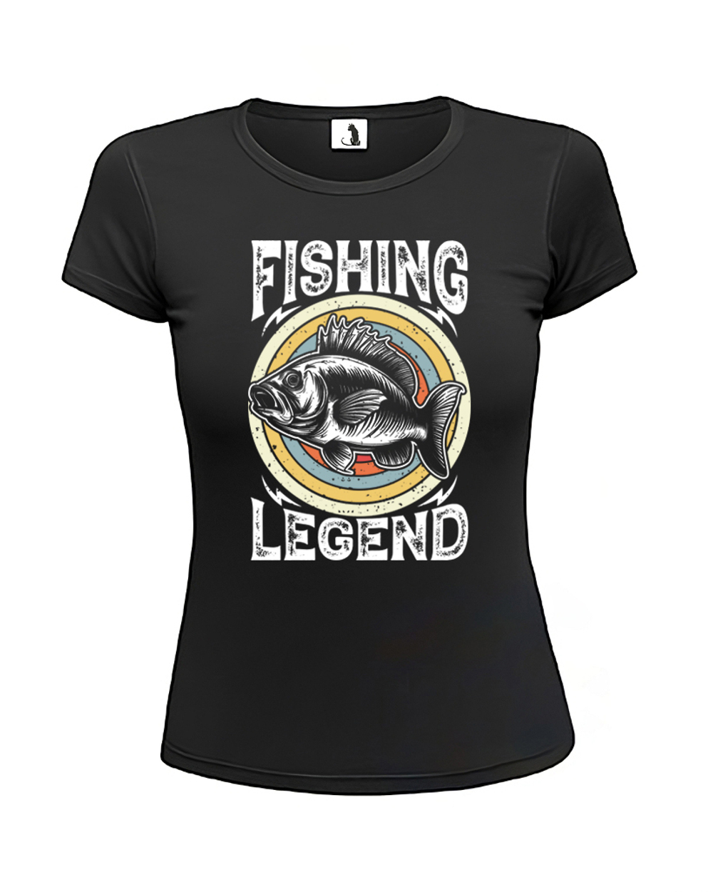 Футболка рыбака Fishing Legend женская приталенная черная