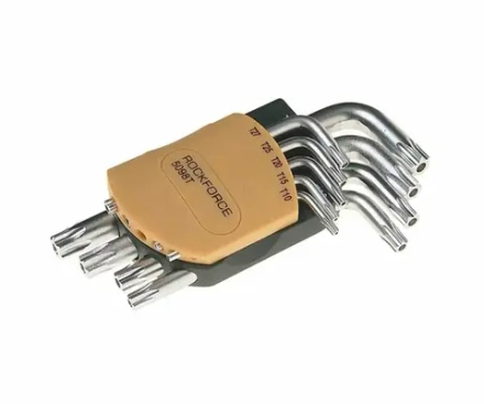 Набор ключей TORX RF-5098T: Г-образных T10H-T50H- с отверстием 9пр. на пласт. держат. ROCKFORCE