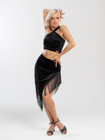 Юбка из бархата с бахромой