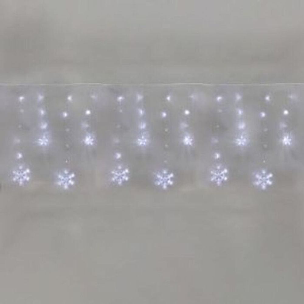 Гирлянда Бахрома со снежинками 2,4х0,9м, 150LED, белый, с контроллером 8 режимов, 230В NEON-NIGHT