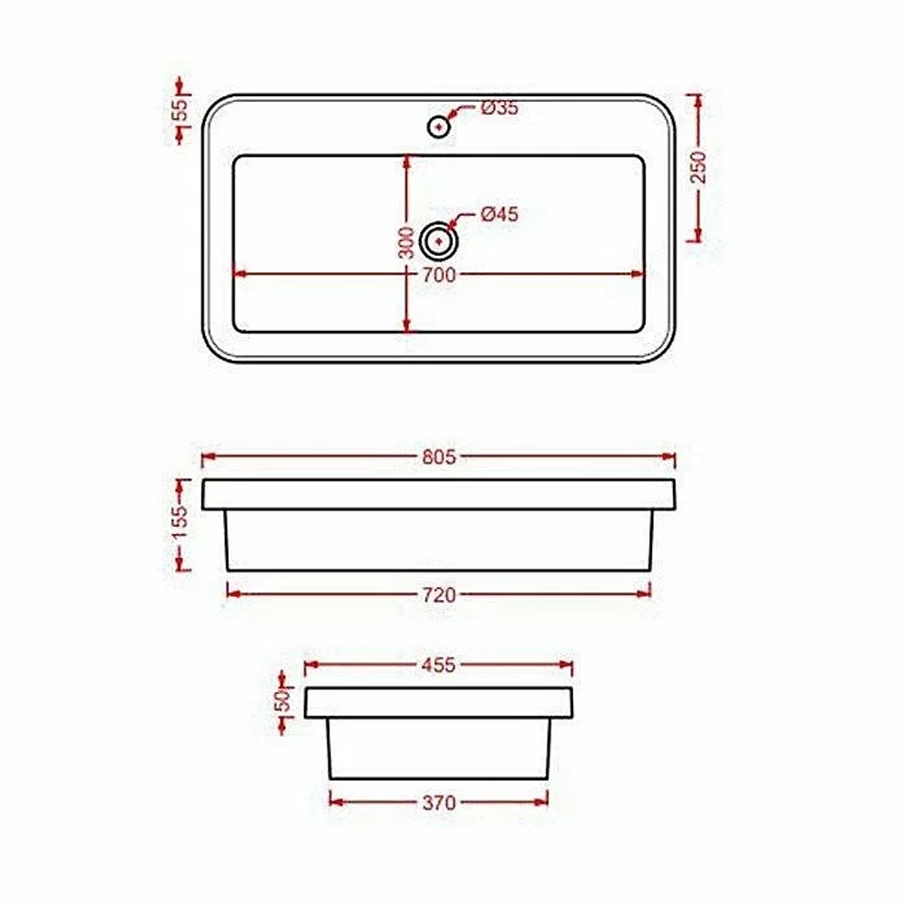 Раковина Artceram Fuori Scala 80,5 TFL035 17 00 *1 черная матовая