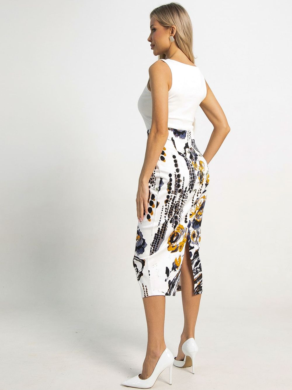 Юбка Ялта (белая/цветы) Ю15588-10М LT Collection