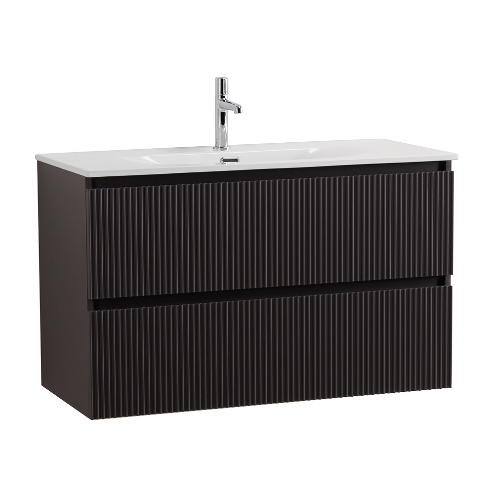 Тумба с раковиной подвесная BelBagno UNO-MINI-900-2C-SO-GSO Темно-Серый матовый, раковина белая BB-8099-3-90