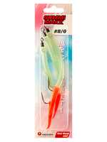 Крючок HIGASHI оснащенный кембриком Gummi Makk #4/0 (set-3pcs) #02 Red Head; 3 шт