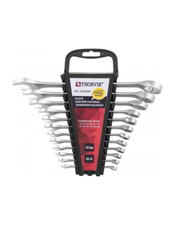 Комбинированный ключ Thorvik W3S12PR Набор ключей гаечных комбинированных серии ARC на держателе, 6-22 мм, 12 предметов