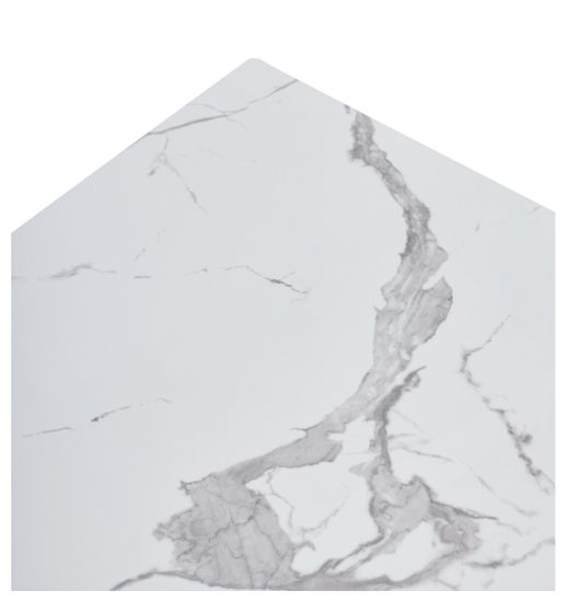 Стол ESTEBIO 160 GLOSS STATUARIO WHITE SOLID CERAMIC / Серый металлик