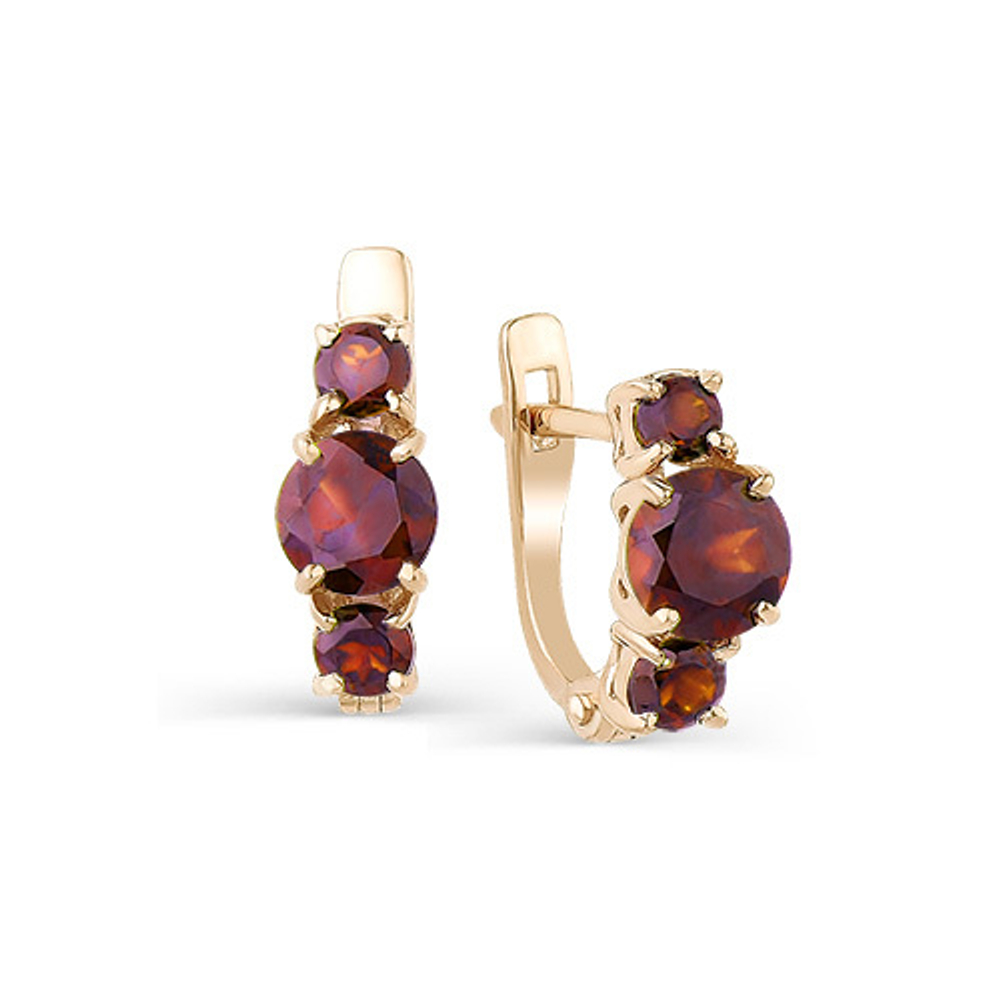 Серьги из золота 585 пробы с Гранатом