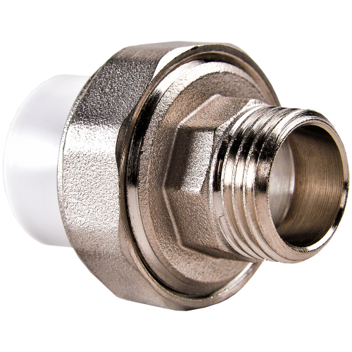 Муфта комбинированная полипропиленовая разъемная PPRC НР 32х1" РВК наружная резьба, белая