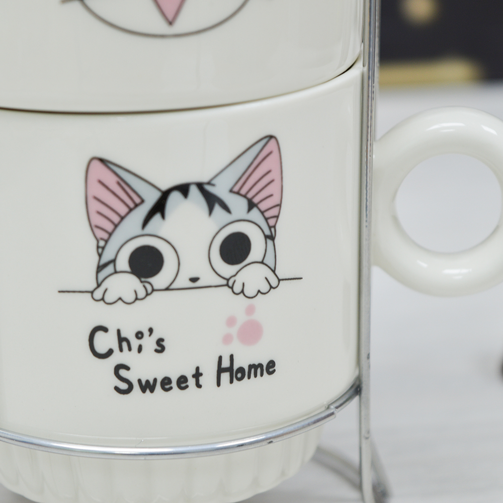 Набор кружек 4шт 250мл на подставке