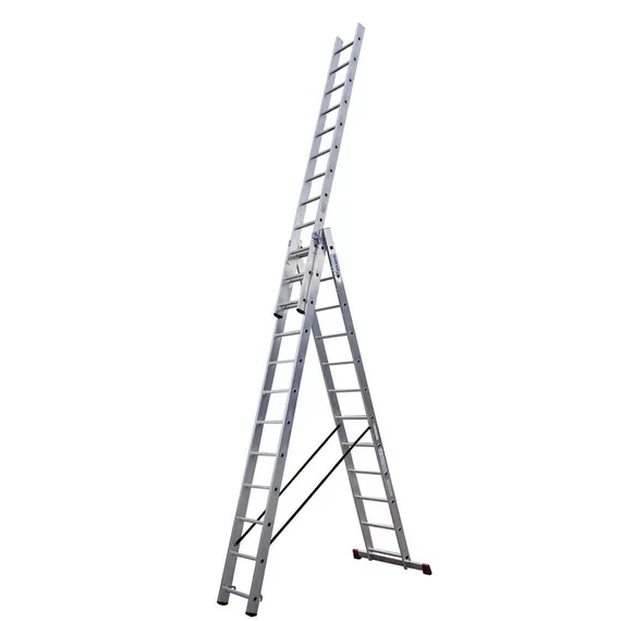Лестница трехсекционная "KRAUSE" CORDA 14-и ступенчатая алюминиевая (010452)