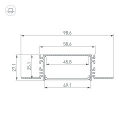 Профиль FANTOM-W49-2000 ANOD (Arlight, Алюминий) 046430