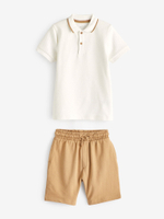 Поло и шорты в комплекте для мальчика Next N33-652, Бежевый, Белый