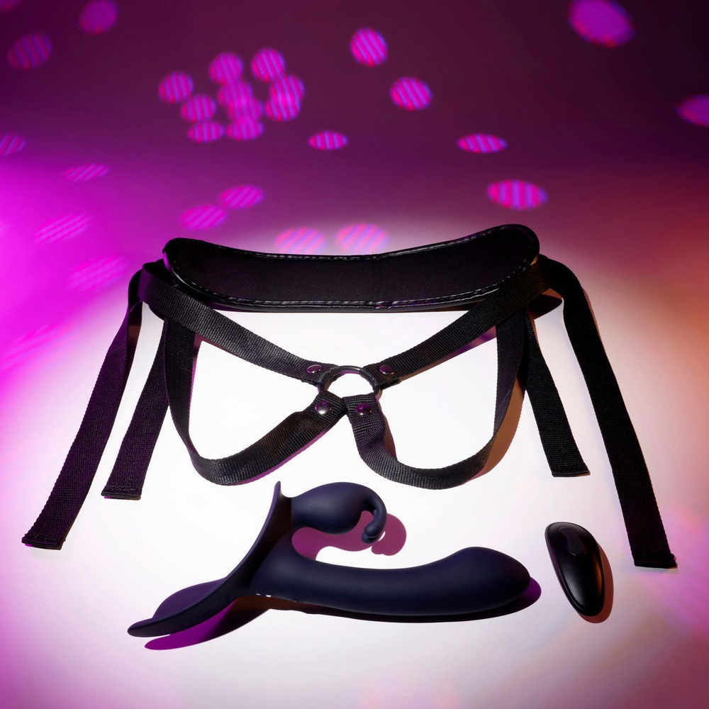 Женский страпон с вибрацией Giving Vibes (Цвет: синий)