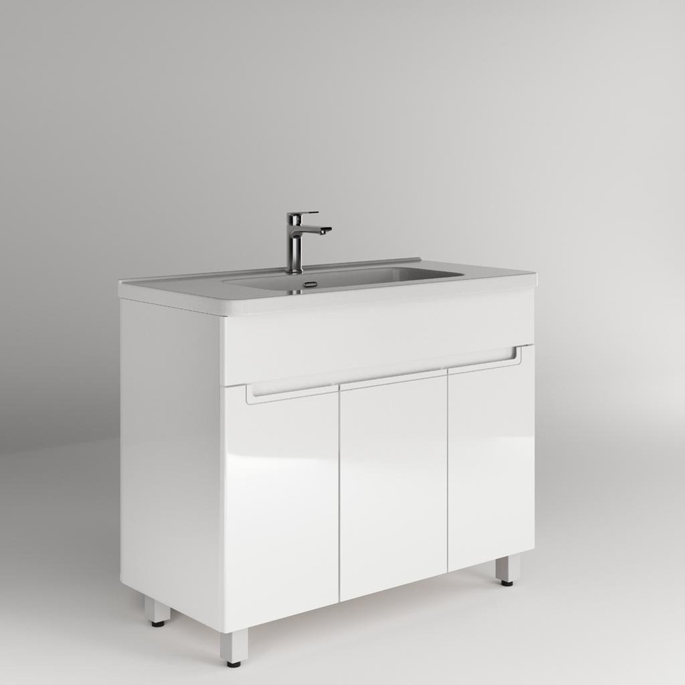 Тумба напольная SANITEKO "Оникс" под COMO 80, 3 двери, белый глянец