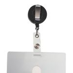 Держатель-рулетка для бейджей, 70 см, петелька, клип, черный, в блистере, BRAUBERG, 232152