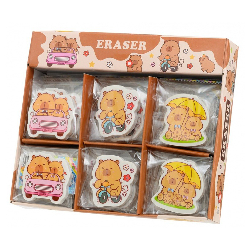 Ластик Basir, фигурный, серия "Капибара", разноцветный корпус в индивидуальной упаковке