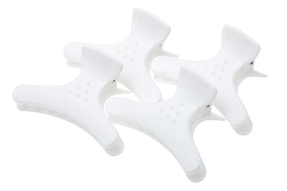 Зажимы-бабочка для волос Harizma, пластиковые, белые, 4шт (h10988-01)