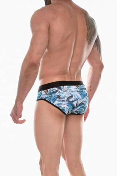 Мужские трусы-брифы с принтом в виде китов (Размер: M) (Цвет: голубой)