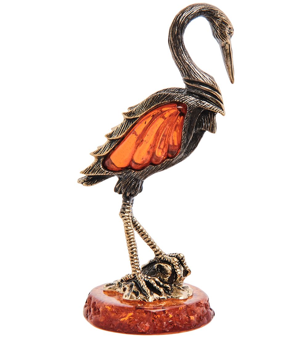 Народные промыслы AM-3244 Фигурка «Аист» бол. (латунь, янтарь)