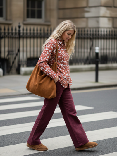 Рубашка Оверсайз изо льна кирпичного цвета