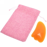 Массажер для лица и шеи декольте Лопатка «Gua sha», волна, цвет кораловый, в холщевом мешочке,10*5см/25,3гр