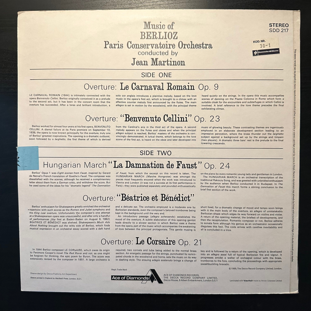 Берлиоз - Оркестр Парижской консерватории (Англия 1969г.)