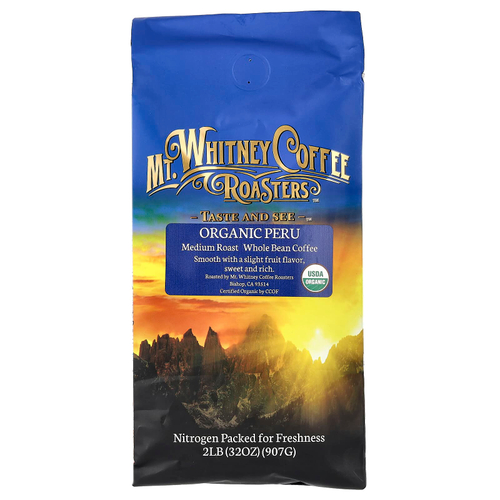 Mt. Whitney Coffee Roasters, органический кофе из Перу, зерновой, средней обжарки, 907 г (32 унций)