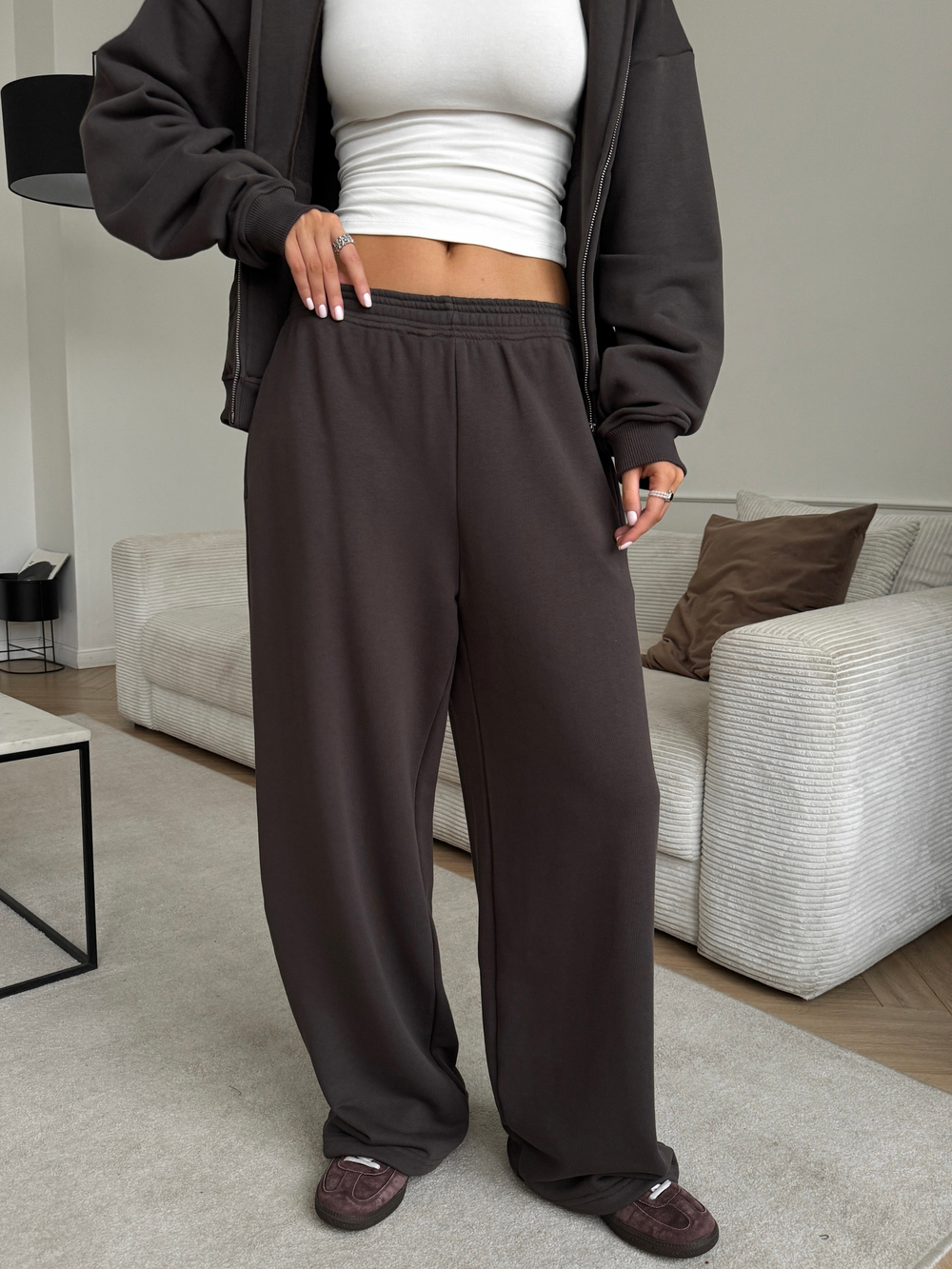 Костюм худи + брюки коричневый