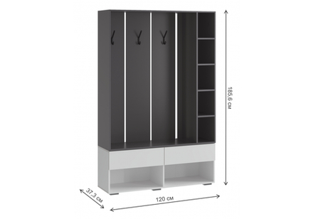 Прихожая Woodville Роут белый, графит