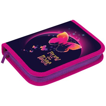 Пенал 1 отделение 200х140х40 Berlingo Magic butterfly, откидная планка, ткань