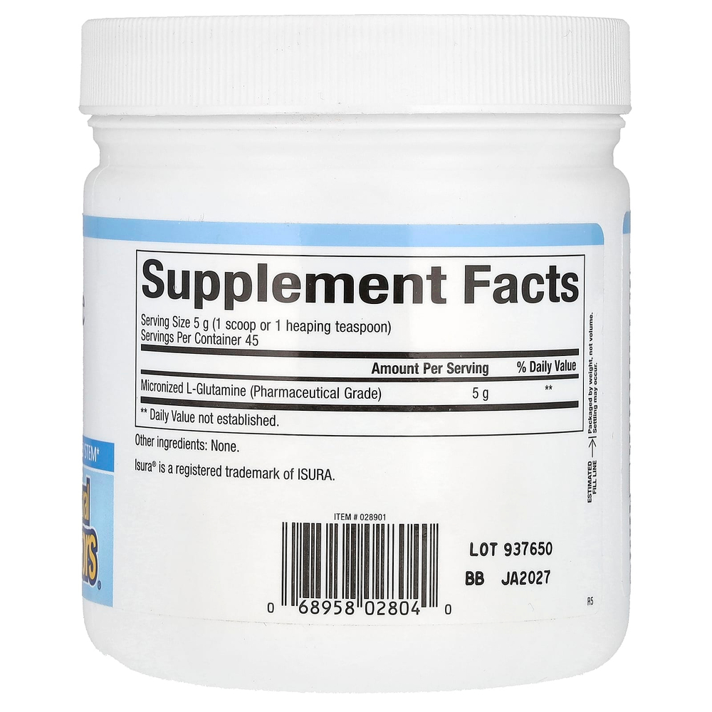 Natural Factors, микронизированный L-глютамин в виде порошка, 226 г (8 унций)