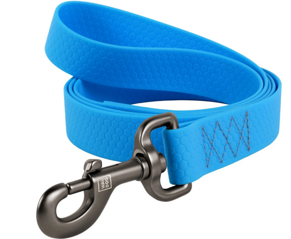 Поводок для собак водостойкий  WAUDOG Waterproof, S, Ш 15 мм, Дл 183 см голубой