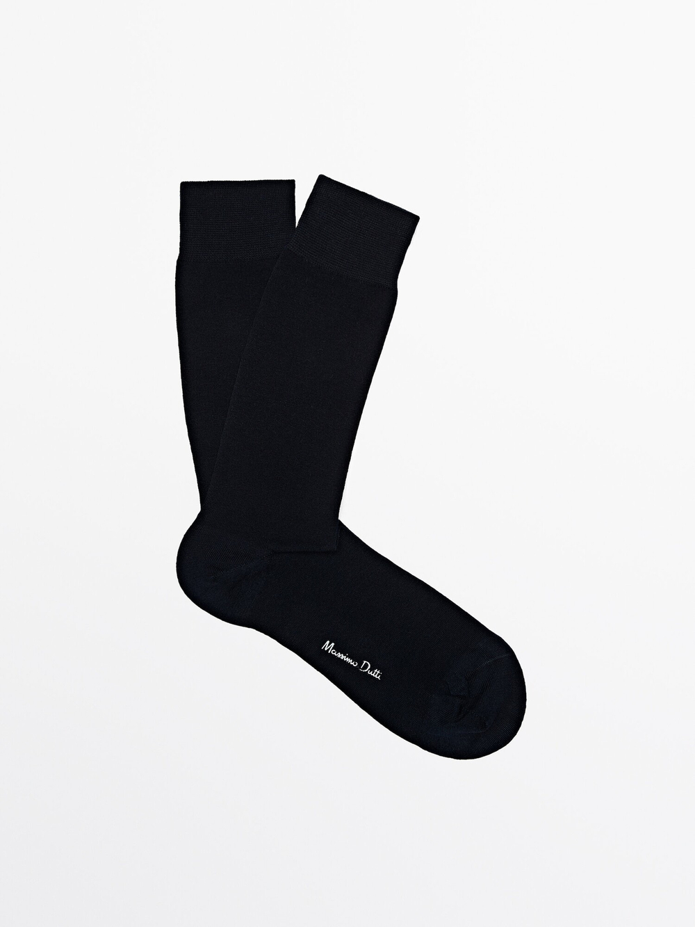 Massimo Dutti Высокие носки из прочного смесового хлопка, черный