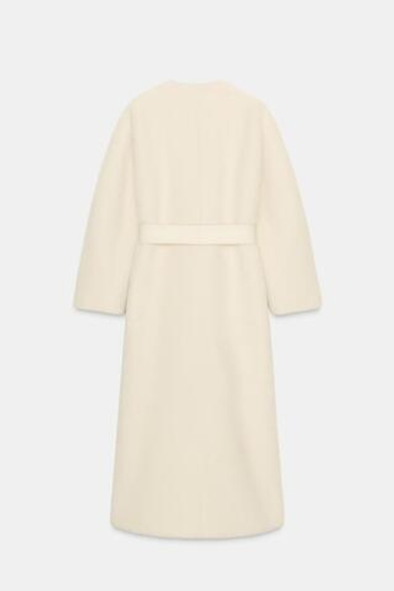 ZARA ПАЛЬТО ИЗ ИСКУССТВЕННОГО МЕХА — ZW COLLECTION LIMITED EDITION, КРЕМОВЫЙ